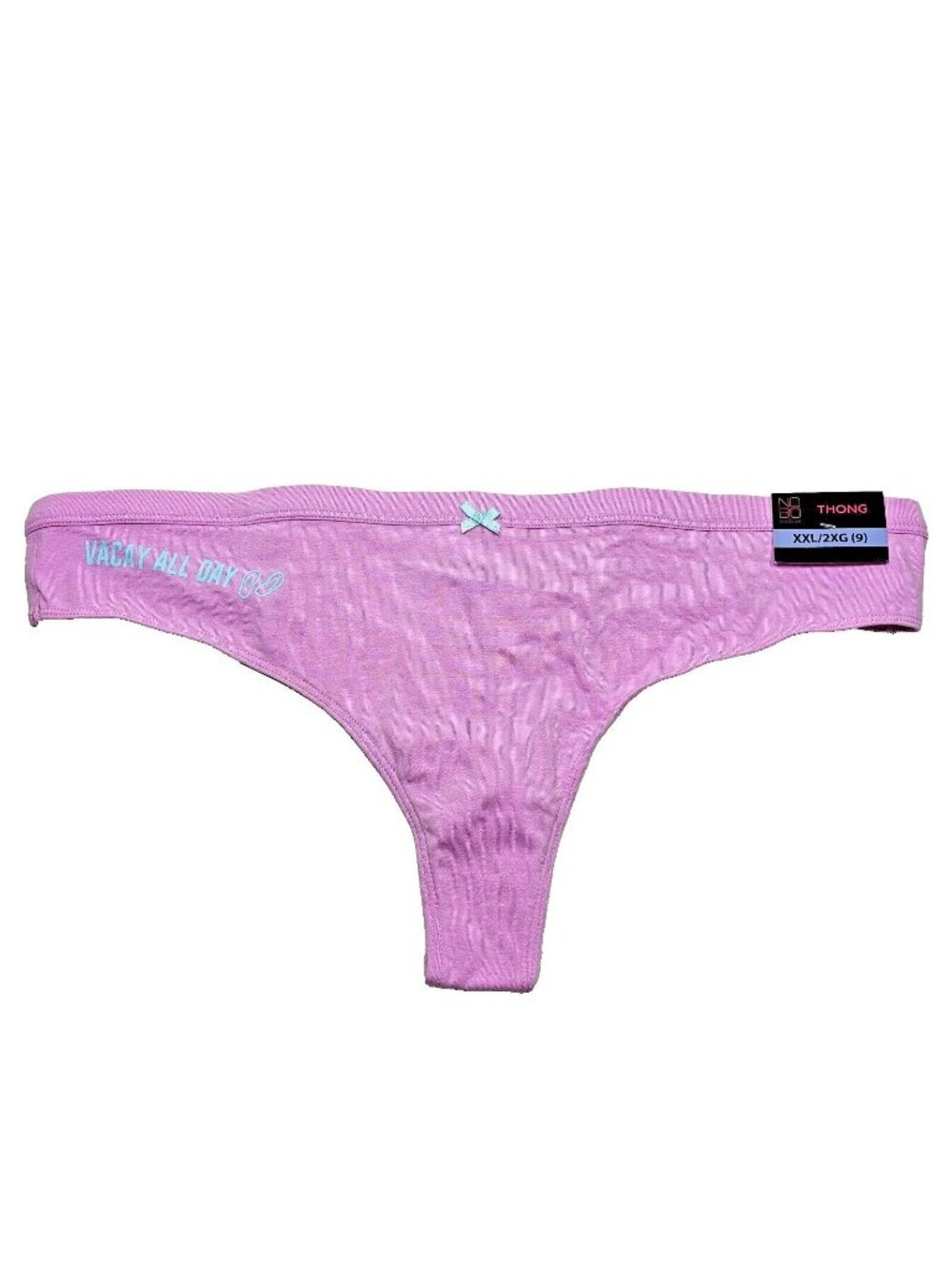No Boundaries Stretch Cotton Thong Panties Women's Size XXL Pink "Vacay All Day"